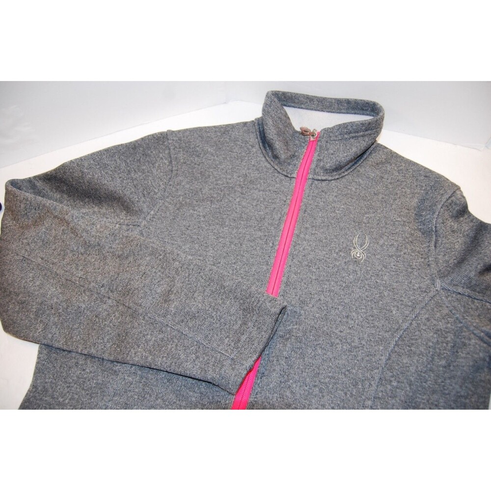 Spyder Jacket Womens Large Core Sweater Grey Pink Full Zip Fleece Lined